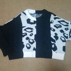 Boxy cropped animal print sweater